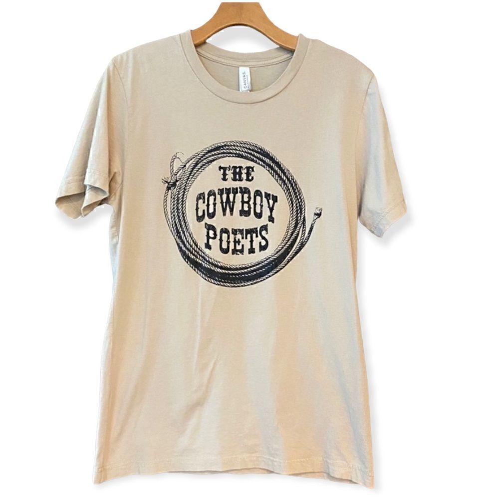 Canvas Sz M Tan Western Cotton The Cowboy Poets Lasso Short Sleeve T-Shirt
